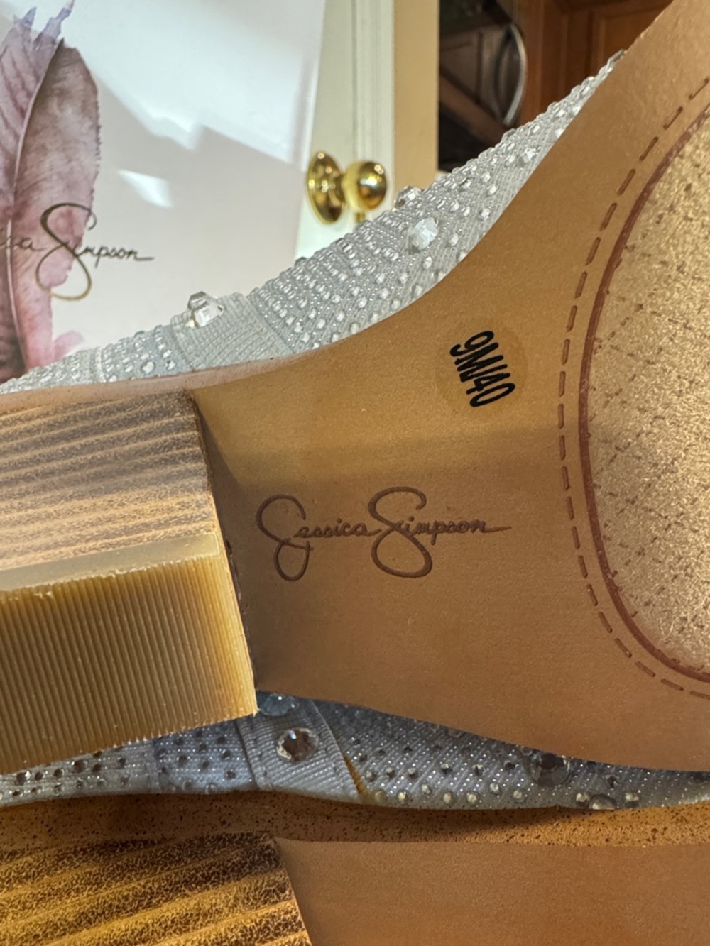Jessica Simpson Crystal-Embellished Silver Slouch Western Boots - Picture 7 of 8
